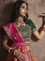 Peach N Pink Banarshi Silk Lehenga